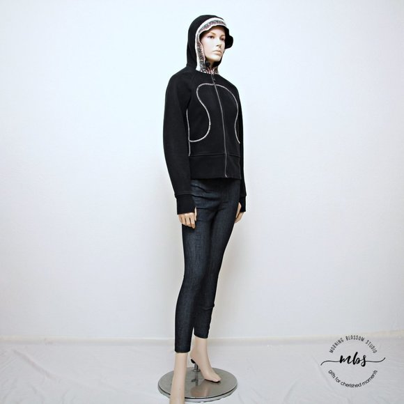 lululemon athletica Jackets & Blazers - Lululemon Special Edition Scuba Hoodie With Thumb Hole Black White Women 6